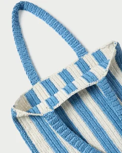 Best Orion Blue/White Raffia Tote Casual Staples|Totes