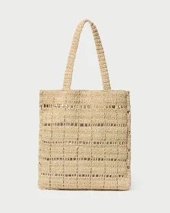 Best Orion Blue/White Raffia Tote Casual Staples|Totes