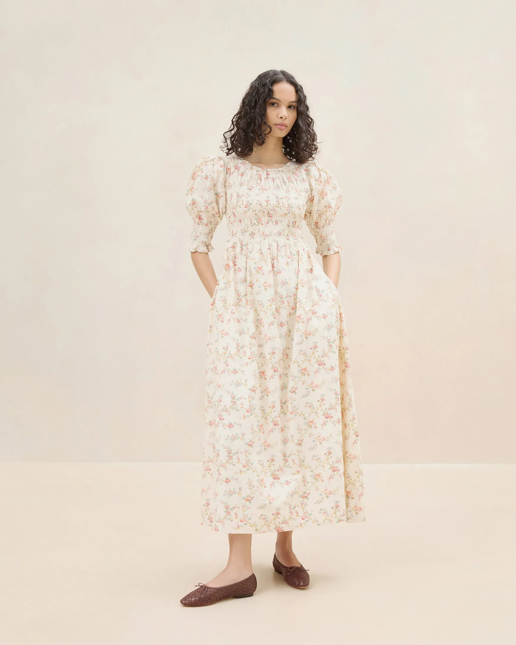 Clearance Quinn Pink Floral Cinched Dress Casual Staples|Event Essentials
