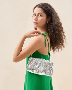 Hot Serena Silver Gathered Leather Clutch Event Essentials|Clutches