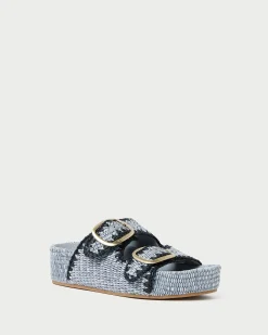 Best Theo Blue Raffia Footbed Sandal Casual Staples|Flat Sandals