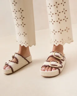Best Theo Blue Raffia Footbed Sandal Casual Staples|Flat Sandals