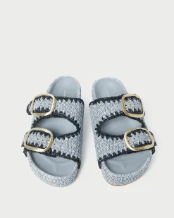 Best Theo Blue Raffia Footbed Sandal Casual Staples|Flat Sandals