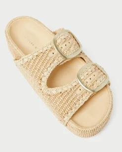 Best Theo Blue Raffia Footbed Sandal Casual Staples|Flat Sandals