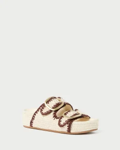 Clearance Theo Cream Raffia Footbed Sandal Flat Sandals