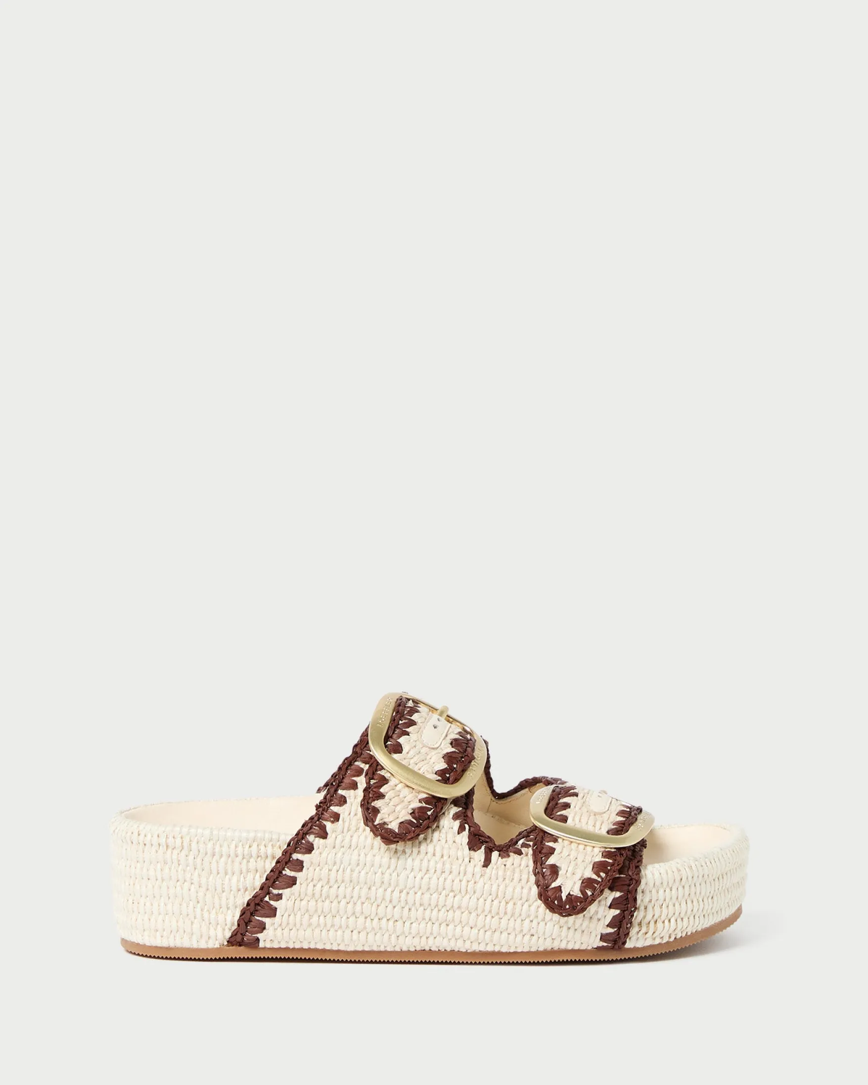 Clearance Theo Cream Raffia Footbed Sandal Flat Sandals