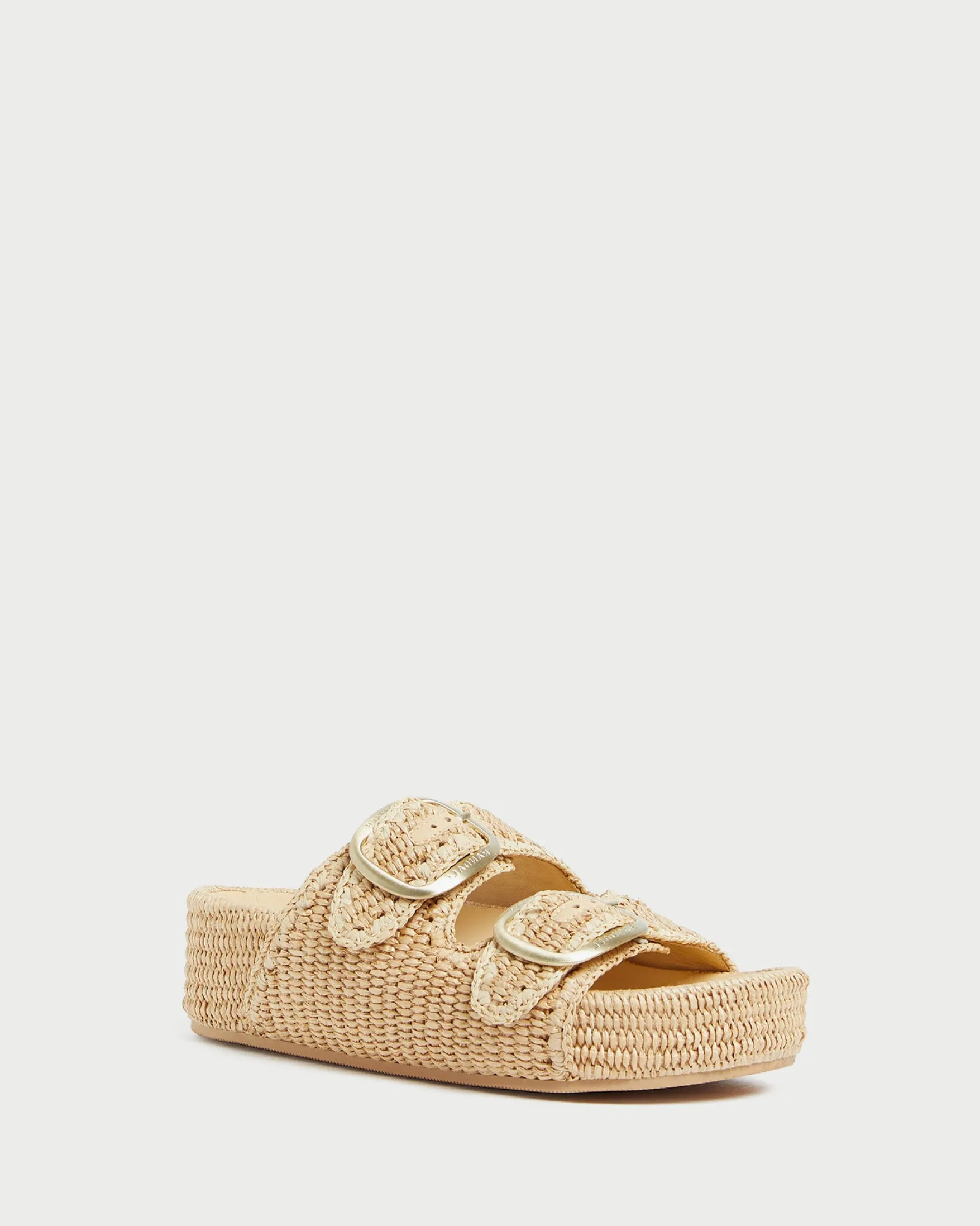 Clearance Theo Cream Raffia Footbed Sandal Flat Sandals
