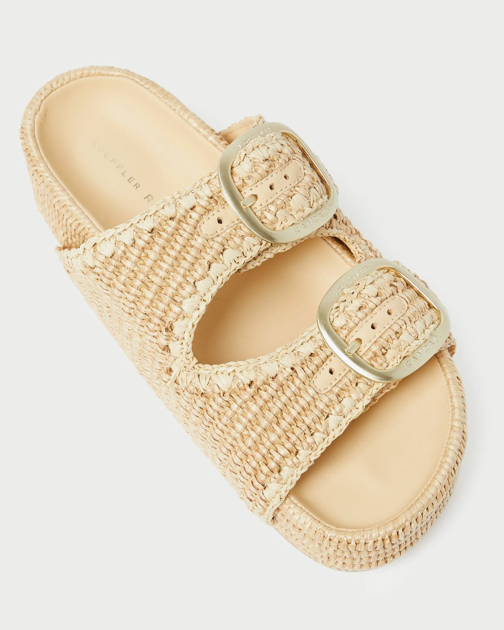 Clearance Theo Cream Raffia Footbed Sandal Flat Sandals
