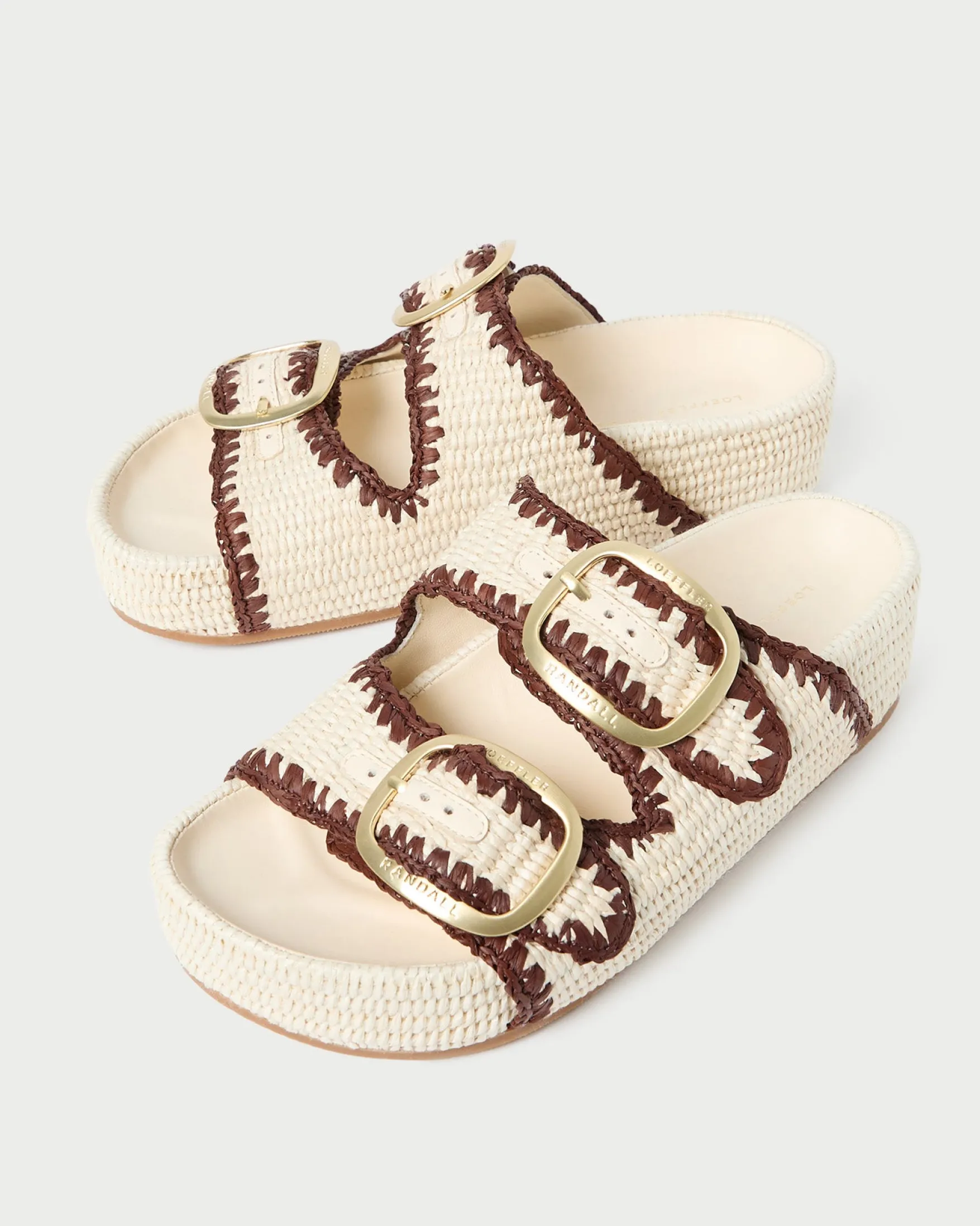 Clearance Theo Cream Raffia Footbed Sandal Flat Sandals