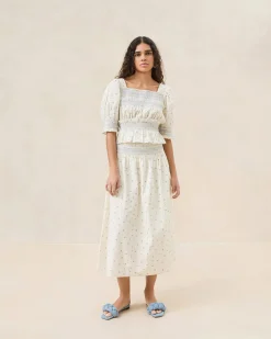 Best Theodora Cream Floral Cinched Skirt Matching Sets|Bottoms
