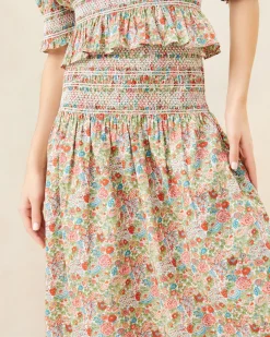 Online Theodora Red Floral Cinched Skirt FOR THE GUESTS|Casual Staples