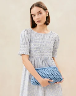 Hot Trudie Blue Crochet Frame Clutch FOR THE GUESTS|FOR THE BRIDE